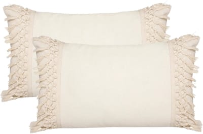 Atmosphera Sierkussen Macrame Ibiza voor binnen - 2x - creme wit - 30 x 50 cm - katoen/polyester