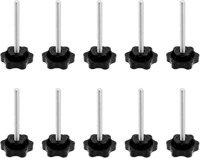 Sterknoppen M6 x 60mm - Klemknop Schroeven - Machineonderdelen Bevestigen - Ergonomische Stervormige Grip - 10 stuks - Zwart