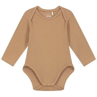 Prénatal romper rib Dark Sand Brown 50/56 unisex