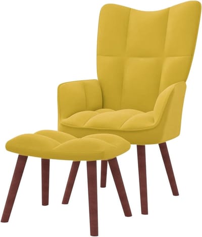 Relaxfauteuil met voetenbank - Comfortabele stoel - Ontspannen in huis - Stevig stalen frame - 66 x 64 cm - Okergeel