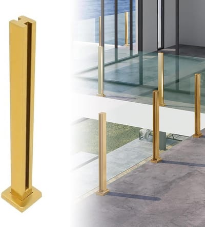 RVS Reling Paal - Terrashek Paal Balustrade Paal - Buitenruimte Afzetten - Hoogwaardig 304 Staal - 80 cm hoog - Zilverkleurig