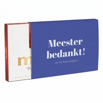 Merci Chocolade | Chocoladecadeaus | Bedankt | Cadeau | Bedankt Meester | Chocolade met tekst | 400 gram | Fotofabriek