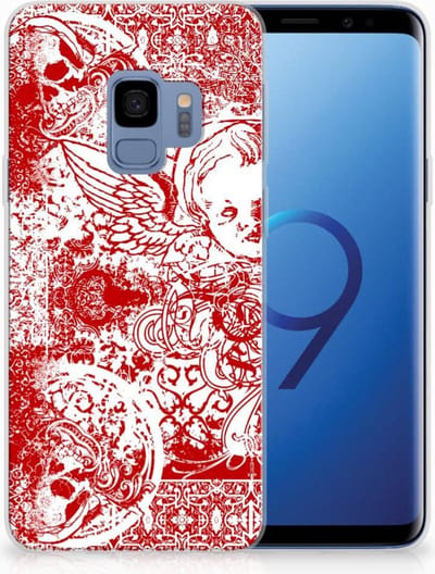 Silicone Back Case Samsung Galaxy S9 Angel Skull Rood