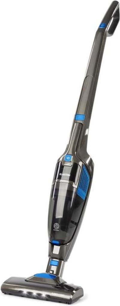 Klarstein TurboHybrid Cycloon stofzuiger, Accu stofzuiger, Draadloze stofzuiger met 50 min werktijd (2 zuigstanden, Kruimeldief, ruimtebesparend, Li-Ion) antraciet-blauw