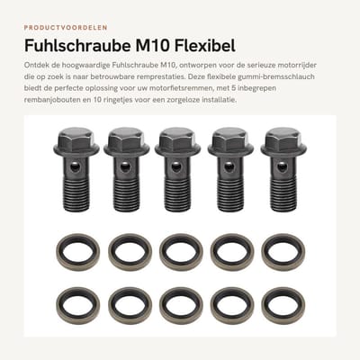 Dailygoods- Bremsschlauch Professioneel Flexibel - Remleiding Felsset - Remleiding Sleutel - Banjobouten Set - M10 x 1,25 mm - 5 Stuks Met Ring