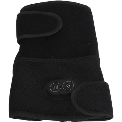 Draadloze Kniemasseur Verwarmde Knie Elleboog Schouderbrace Vibratie Knie Verwarmingskussen voor Ontspanning black