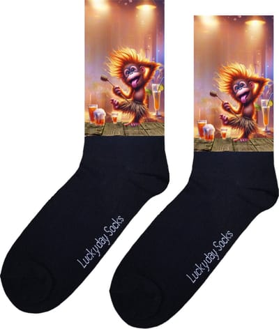 Aap - Opkikkertje - Dansen - Grappige sokken - Valentijn cadeau - Verjaardag cadeau - Kerst cadeau - Bar - Grappige sokken - Leuke sokken - Vrolijke sokken - Kerst sokken - Vaderdag - Moederdag - Socks maken Happy - 37-44