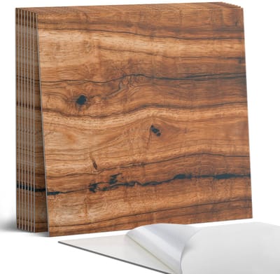 Coloray Plaktegels - Natuurlijk houtpatroon Portugese Tegels - 30 cm x 30 cm - Bruin Plaktegels - 9 stuks - Vierkant PVC Tegels - Plaktegels Keuken - Zelfklevende Vloertegels - Vinyl Tegels Zelfklevend - Zelfklevende Tegels