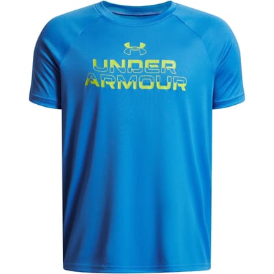 Under Armour Kinder Sportshirt Split Wordmark T-Shirt (Tech) 1383010 Black 003-M (US YMD)