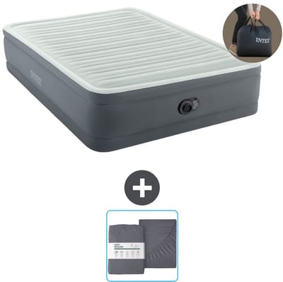 Intex Luchtbed - 2-Persoons - 152 x 203 x 46 cm - Grijs - Inclusief pomp en Hoeslaken