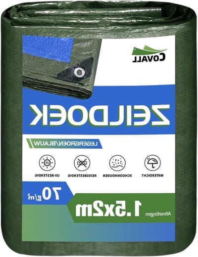 Waterdicht Zeil - Beschermhoes Tarp - Outdoor Bescherming - UV En Weerbestendig - 1.5x2 Meter - Groen Blauw