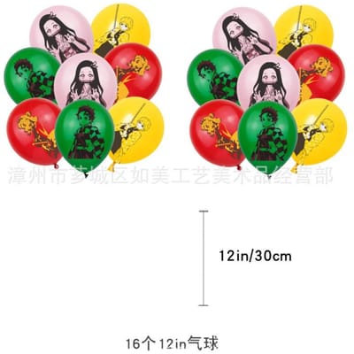 Demon Slayer Verjaardagspartij Decoratie Collectie Gelukkige Verjaardag Banner Taart Toppers Latex Ballonnen Voor Anime Fans Kinderfeest Benodigdheden