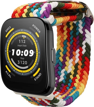 kwmobile nylon bandje voor smartwatch - geschikt voor 22mm Amazfit Bip 6 / Bip 5 Unity / Bip 5 / GTS 3 / Balance 2 / Helio Strap - 14 - 22 cm - Polsbandje in meerkleurig
