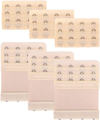 Dailygoods- Beha-verlenging 4 haken - Beha-verlenger - Elastisch - Zacht - 6 stuks - Beige - Bh-verlenger