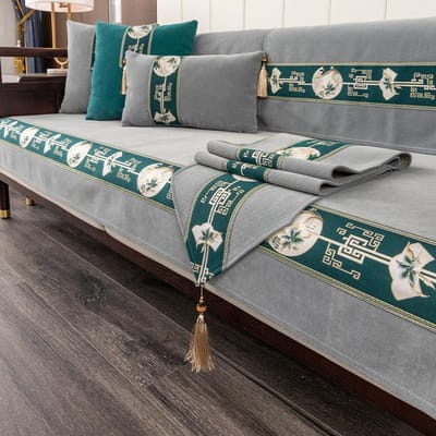 Nieuwe Chinese Stijl Chenille Bankhoezen Alle Seizoenen Woonkamer Universeel Bankkussen Antislip Massief Hout Bankhoes Decor Mat 70x70cm 1pcs