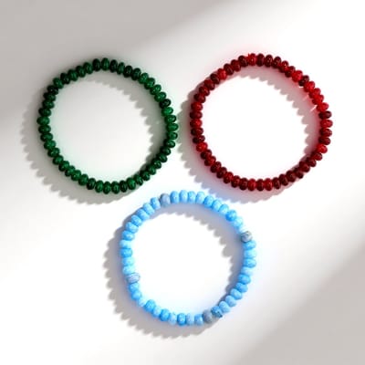 Cavill - Armband met Blauwe Kwartskristallen en Multicolor Kwarts - Handgemaakt - 18 cm - 165,984 ct - Elegante Stapelbare Fancy Kralen voor Dames