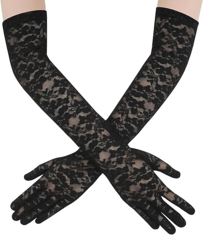 Lange zwarte kant handschoenen voor vrouwen, perfect voor bruiloften, feesten en cosplay evenementen