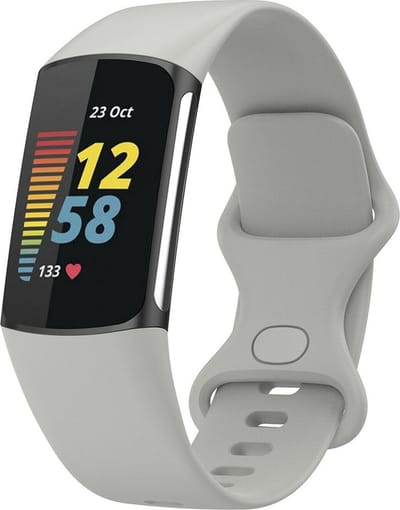 Shop4 - Bandje voor Fitbit Charge 5 - Siliconen Grijs