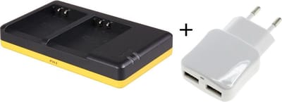 Huismerk Duo lader voor 2 camera accu's Olympus BLN-1 + handige 2 poorts USB 230V adapter
