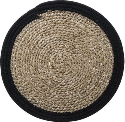 Secret de Gourmet onderlegger Happy Pop Set van 4 - zwart - Gevlochten riet - Tafelonderlegger - Placemat
