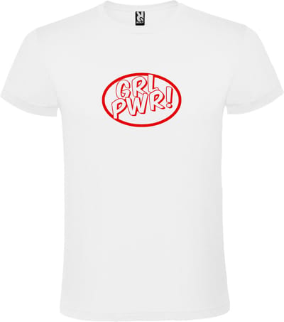 Wit t-shirt met 'Girl Power / GRL PWR' print Rood Maat XS