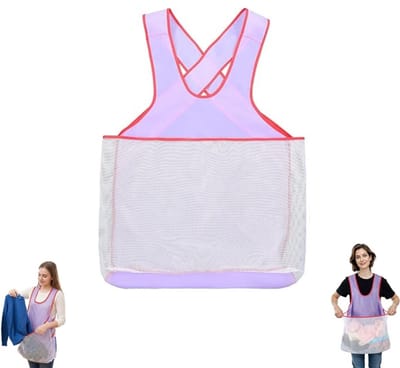 1 stuk - Wasschort - Wasschort met grote zakken - Draagbaar wasschort - Mouwloos wasschort - Multifunctioneel schort - Geschikt om spullen in op te rapen, kleding te drogen of kleine huisdieren te dragen (paars)