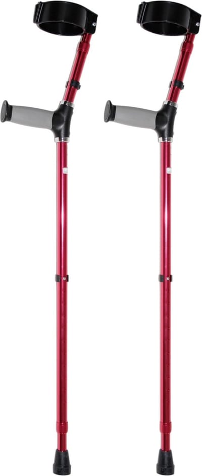 Premis - Elleboogkrukken standaard softgrip - verstelbaar 75-100 cm - anti rammel - Rood/roze - per paar