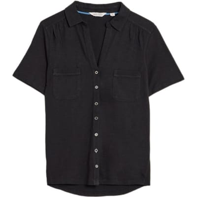 White Stuff Penny Pocket Jersey Shirt Pure Black Size: 8 | Button-Down Shirts Outlet | Dames | Zwart