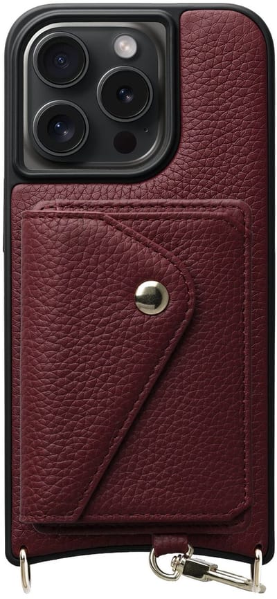 AVY Leren Hoesje Geschikt voor Apple iPhone 15 Pro Max | Met Magnetische Kaarthouder | Compatibel met MagSafe | Leather Case met Wallet | Burgundy