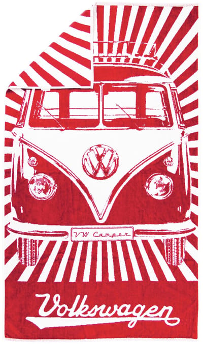 BRISA VW Collection - Volkswagen T1 Bulli Bus grote, stijlvolle en zachte strand-, bad- en saunadoek, geweldig cadeau-idee/VW-fan-souvenir (blauw/wit)