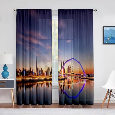 Taj Mahal Landschap Kasteel Reizen Tule Gordijnen voor Woonkamer Slaapkamer Decoratie Transparante Voile Draperieën Modern Design Transparante Gordijnen 1 PCS W100XH250cm&Grommet Top