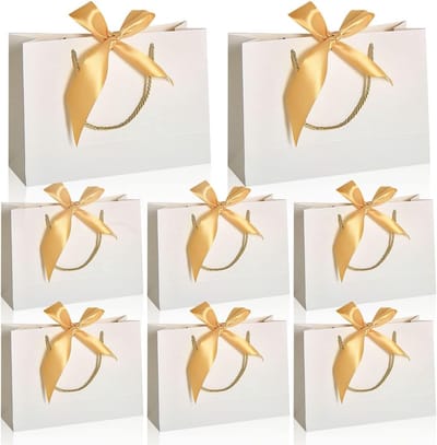 Papieren Cadeautassen met Handvat, Set van 8, 32 x 25 x 11 cm, Ideaal voor Verjaardagen, Feestjes en Cadeaus
