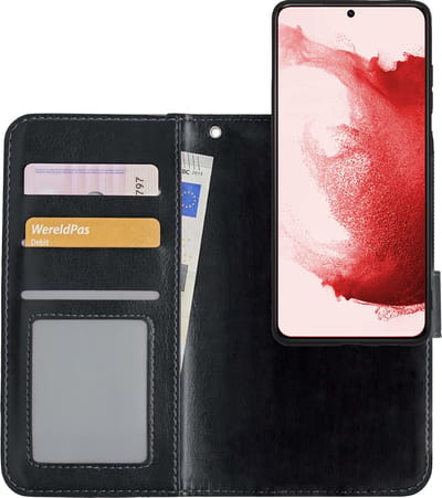 Hoesje - 2 in 1 - Geschikt voor Samsung Galaxy S22 - Met Uitneembare Hard Cover - Bookcase - Wallet Case - Met Pasjeshouder - Book Case - Uitneembaar - Pashouder - Kunstleer - Zwart