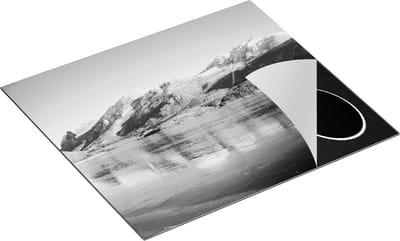 Chefcare Inductie Beschermer Meer bij het Bergen Landschap in Noorwegen - Zwart Wit - 60x50 cm - Afdekplaat Inductie - Kookplaat Beschermer - Inductie Mat