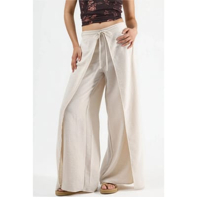 Trekkoord Taille Crepe Broek met Strikdetail