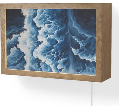 Wandlamp 30x20 cm - Oplaadbaar - Golven - Blauw - Schuim - Wandlampen binnen woonkamer - Slaapkamer lamp met kabel - Decoratieve nachtlamp - Vloerlamp snoer