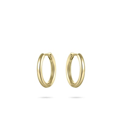 GISSER Jewels VGKCL2/15 - Oorbellen - Oorringen met Scharnier Sluiting - Massief Glad - 2mm Breed - 15mmØ - 14 Karaat Geelgoud
