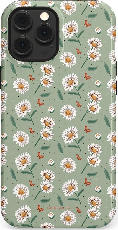 Casetastic Hoesje Geschikt voor Apple iPhone 12 Pro Max Magsafe - Stijlvolle Beschermende Duo-layer Case - Vleugels en madeliefjes