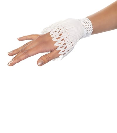 KIMU® Manchetten Wit Katoen Plissé Piet Pietenpak - Witte Manchet Mouwen Pols Kant Blouse Mouwtjes Vintage Gothic Festival