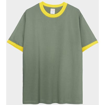 Zwaar Katoen Contrasterend Heren T-shirt Korte Mouwen Splicing Heren T-shirt Jeugd Basis Tops T-shirts Shirt L gray