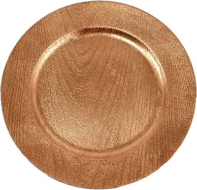 Gerimport kaarsenbord/onderbord - rond - goud - houtlook - D33 cm