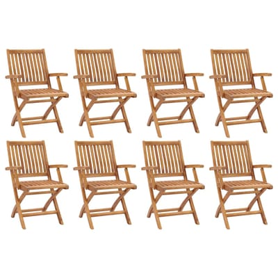 vidaXL - Opklapbare - stoelen, - 8 - stuks, - massief - teakhout