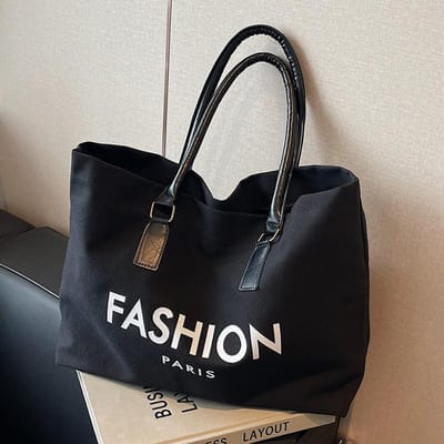 Canvas Tas met Grote Capaciteit voor Vrouwen Nieuwe Mode Draagtas voor Vrouwen Studenten die Uitgaan voor de Les black
