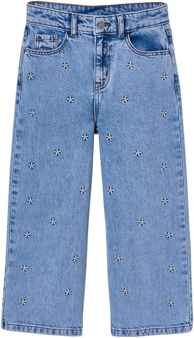 Vertbaudet Wijde jeans voor meisjes Susan geborduurd