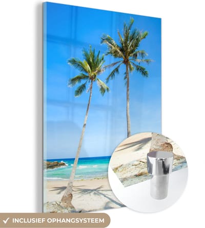 MuchoWow® Glasschilderij 30x40 cm - Schilderij acrylglas - Palm - Zomer - Tropisch - Foto op glas - Schilderijen