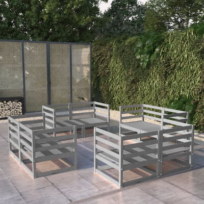 vidaXL - 8-delige - Loungeset - massief - grenenhout - grijs