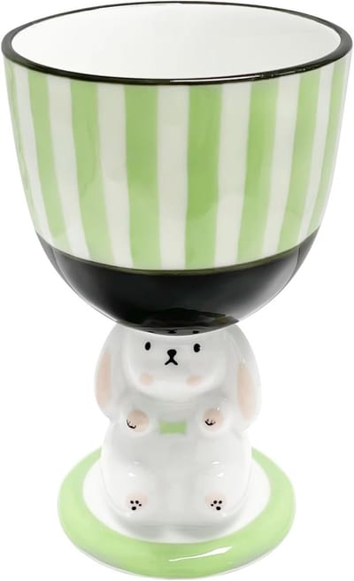 Schattige konijnenmok voor Pasen, keramische 3D-mok, grappige dierenmok, perfect als cadeau voor verjaardagen en jubilea, groene strepen design