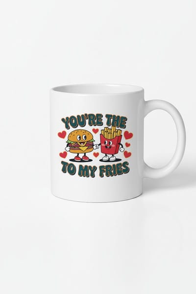 Mok 'You're the Burger to My Fries' - Grappig Liefde Cadeau Burger & Friet