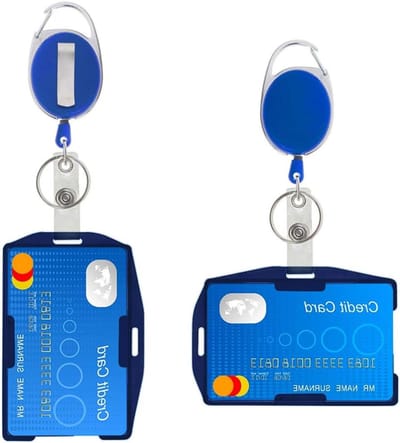 Badgehouders Set - Kaarthouders Clips - Identificatie Tonen - Dubbelzijdig Gebruik - 6 Stuks Blauw - Blauw