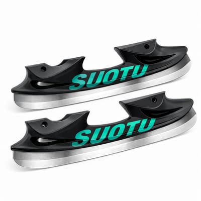 Suotu IJshockeyaccessoires - 1 Set RVS Lemmet en Beschermer voor Schaatsen - Vervangende lemmeten - Geschikt voor de Suotu S78 Skeelers Maat: EUR 28-30 - Blauw/Zwart